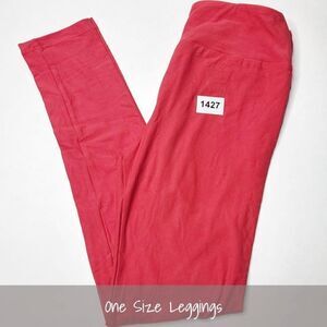 LuLaRoe OS Solid Leggings Red One Size NEW